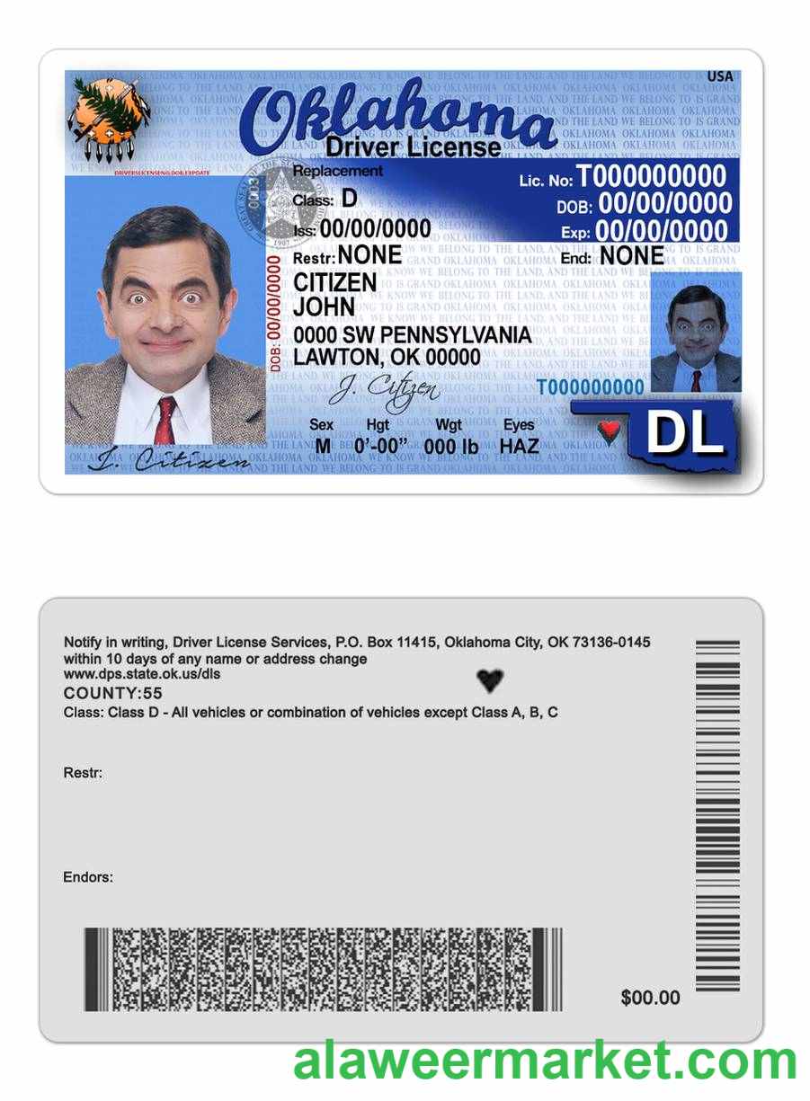 USA Oklahoma driving license